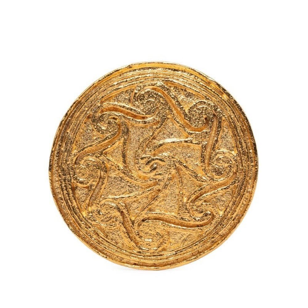 Chanel CC Logo Round Brooch Gold Plated